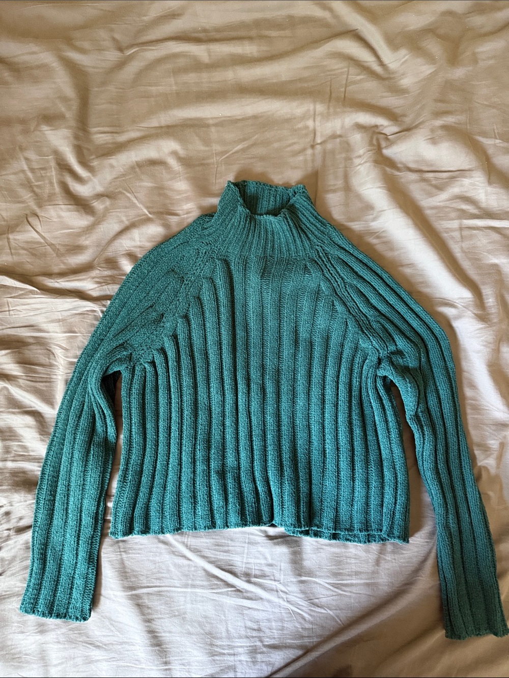 American Eagle Outfitters Teal Ribbed Mock Neck Sweater